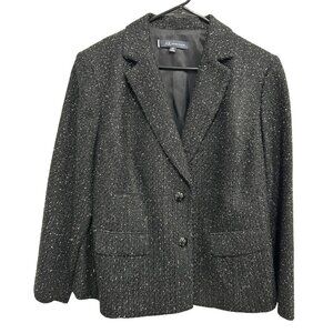 Anne Klein Womens Black Tweed Blazer Jacket Size 16W